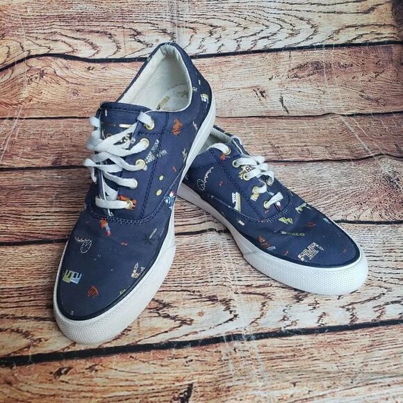 Keds x Rifle Paper Co Wanderlust Landmark Motif Navy Sneakers - Picture 1 of 6